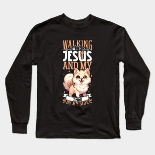 Jesus and dog - Korean Jindo Long Sleeve T-Shirt